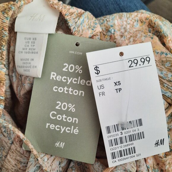 NWT H&M Cotton Floral Maxi Dress, Size XS - Picture 6 of 6